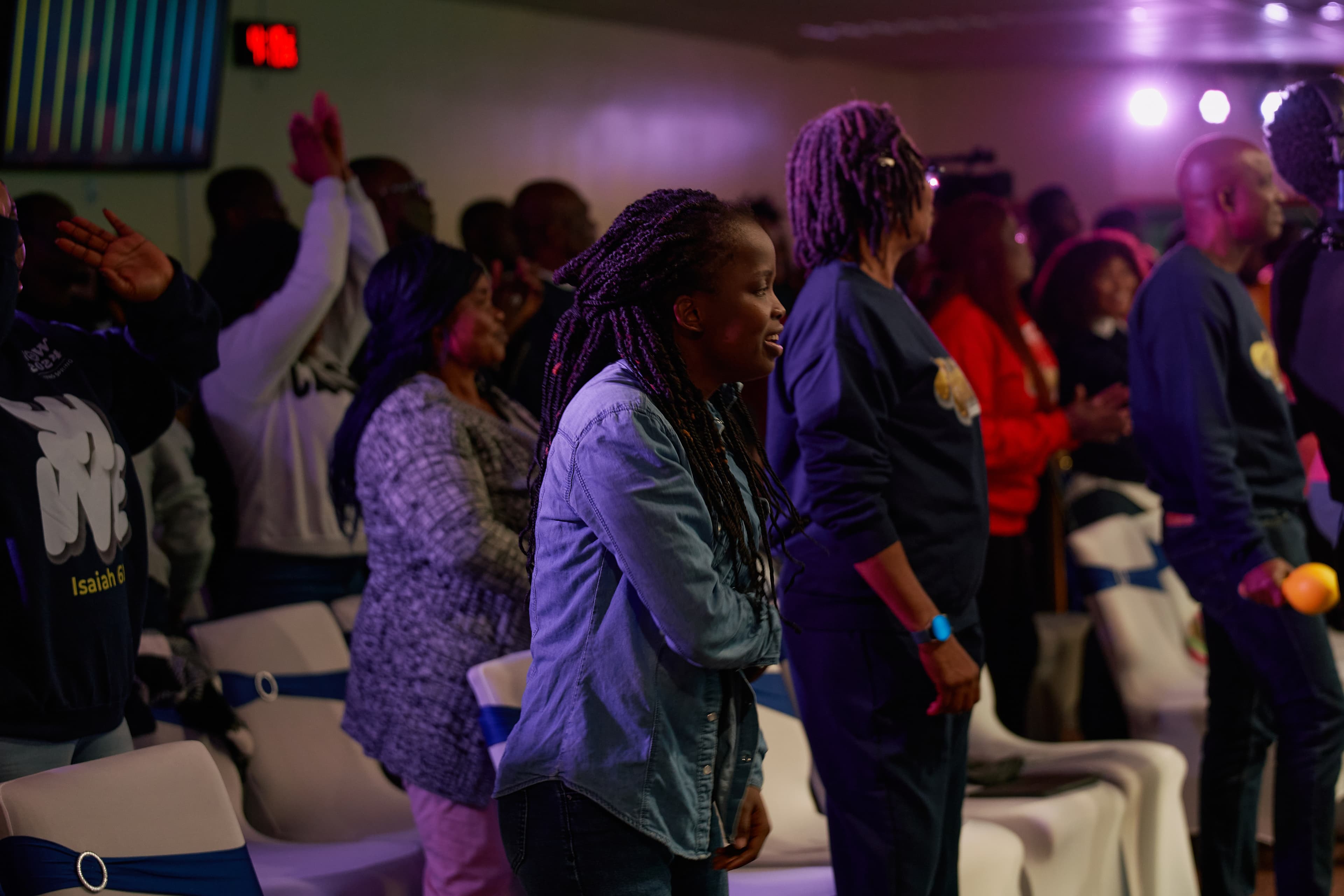 Worshippers gathered during a live worship service